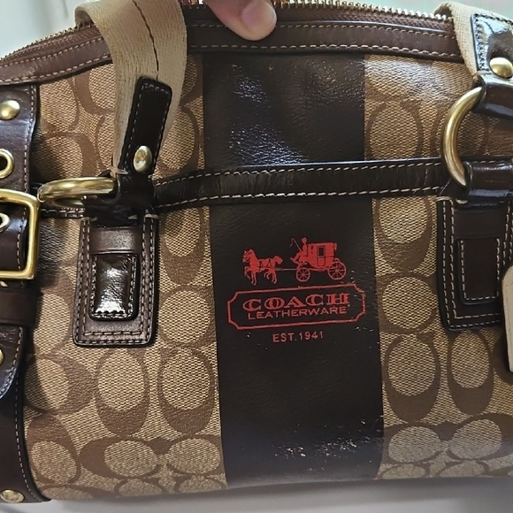 COACH EUC Y2K HERITAGE CARRIAGE  Brown Leatherware Satchel - Picture 13 of 16